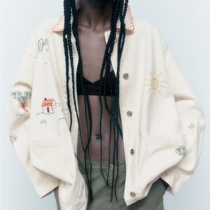 Zara embroidered shirt oversized M-L